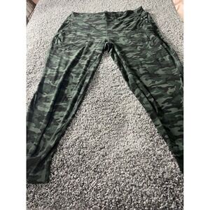 Kyodan Womens Green Camo High Waisted Activewear Leggings 7/8 Length Size XL